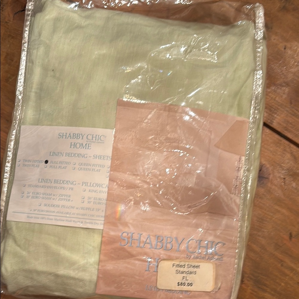Shabby Chic Linen Green Full Fitted Sheet